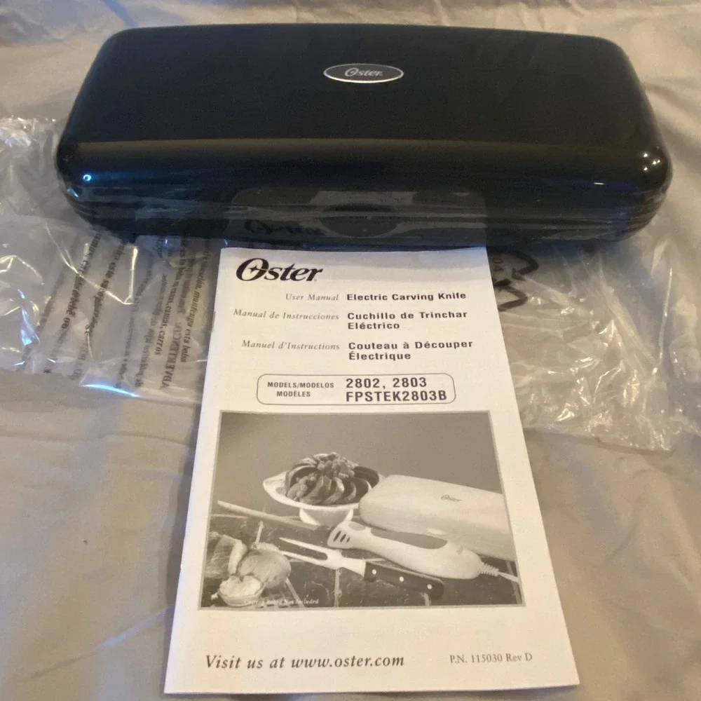 Oster Electric Carving Knife with Case NIB Stainless Steel‎ Blades Fork